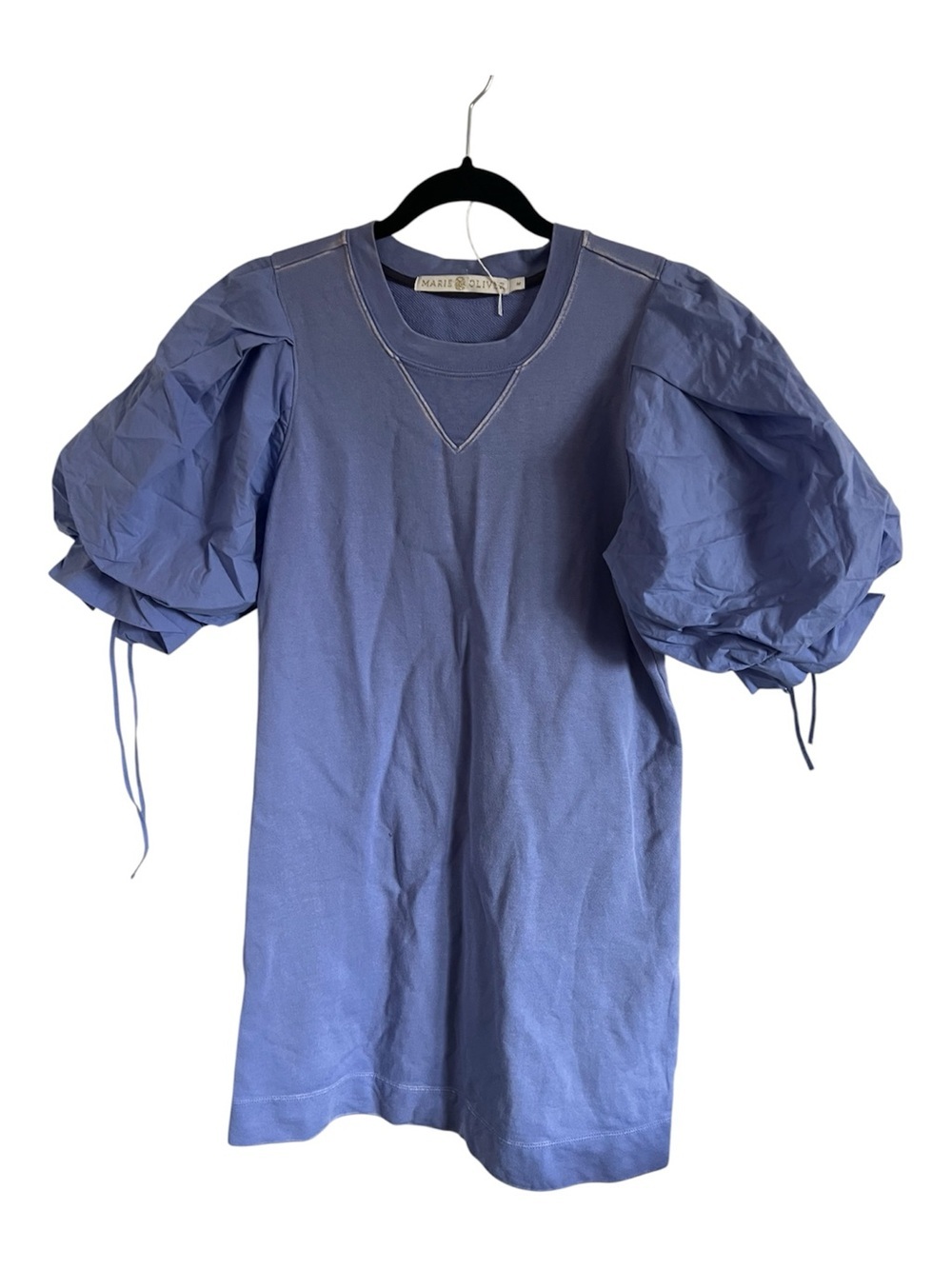 Marie Oliver Sleeve-Detail Blue Puff Sleeve Tee Dress, size medium